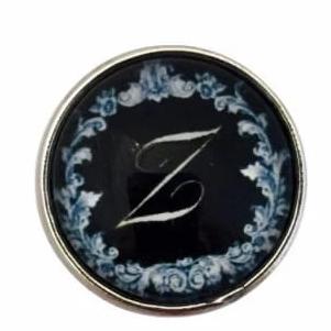 Black Filigree Alphabet Letters 18mm (A-Z Available) - Z - Snap Jewelry