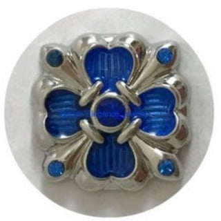 Blue 4 Leaf Clover Design Metal Snap 20mm - Snap Jewelry