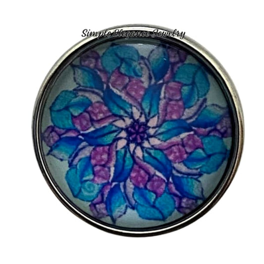 Blue and Purple Swirl Snap Charm 20mm - Snap Jewelry