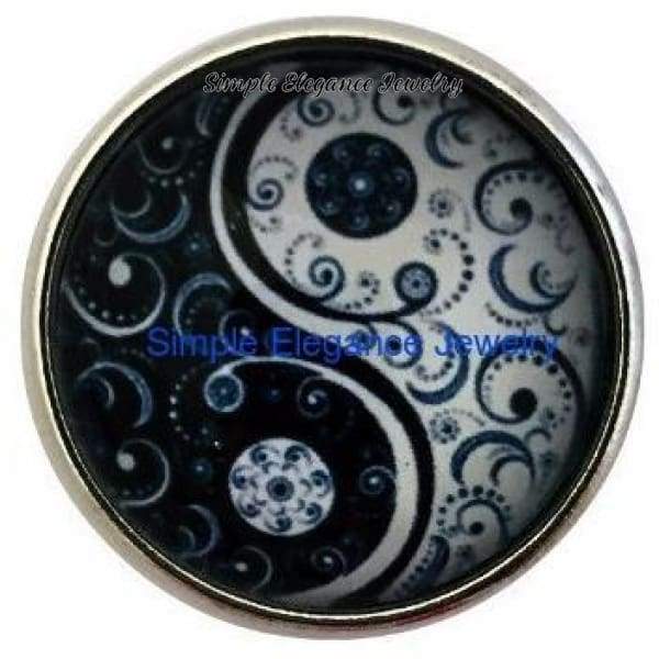 Blue and White Yin Yang Snap 20mm - Snap Jewelry