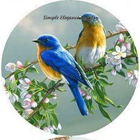 Blue Birds On Cherry Blossom Snap Charm - Snap Jewelry
