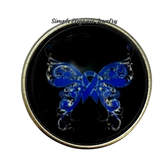 Blue Butterfly Ribbon Snap Charm 20mm - Snap Jewelry