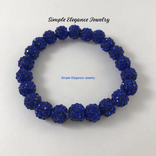 Blue Elastic Shamballa Bead Bracelet 10mm Beads - Small-Medium - Shamballa Bead Bracelets