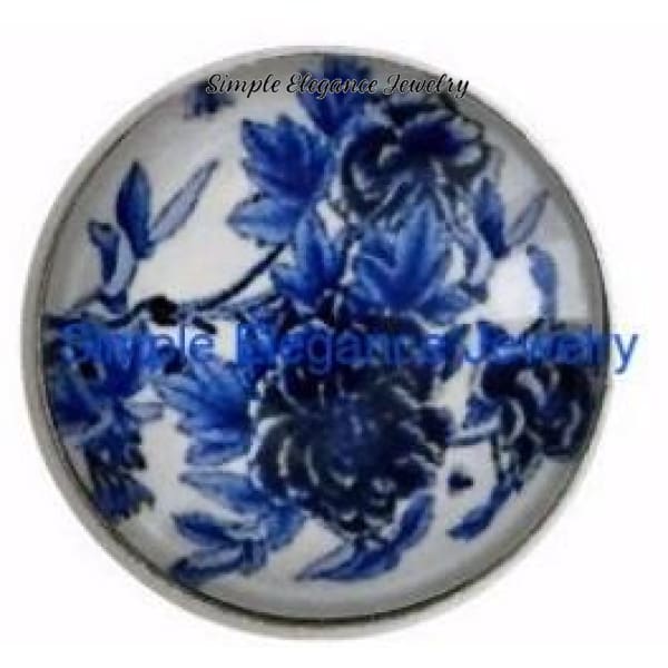 Blue Floral 18mm Snap for Snap Jewelry - Snap Jewelry