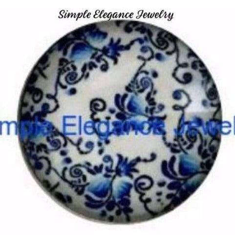 Blue Floral Snap 18mm for Snap Jewelry - Snap Jewelry