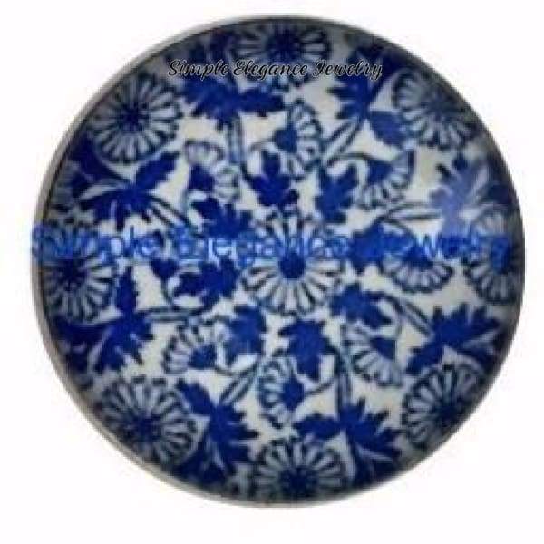 Blue Floral Snap 18mm for Snap Jewelry - Snap Jewelry