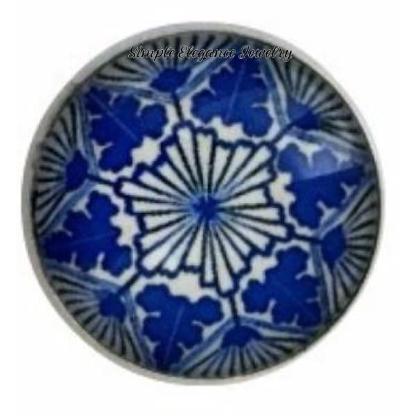 Blue Floral Snap Charm 18mm for Snap Jewelry - Snap Jewelry