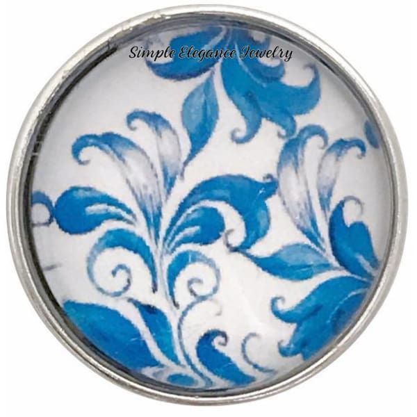 Blue Floral Snap Collection 20mm (5 Choices) for Snap Jewelry - 102 - Snap Jewelry