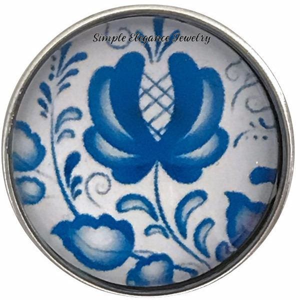 Blue Floral Snap Collection 20mm (5 Choices) for Snap Jewelry - 104 - Snap Jewelry