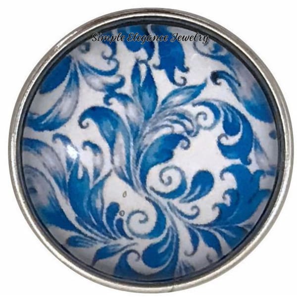 Blue Floral Snap Collection 20mm (5 Choices) for Snap Jewelry - 105 - Snap Jewelry