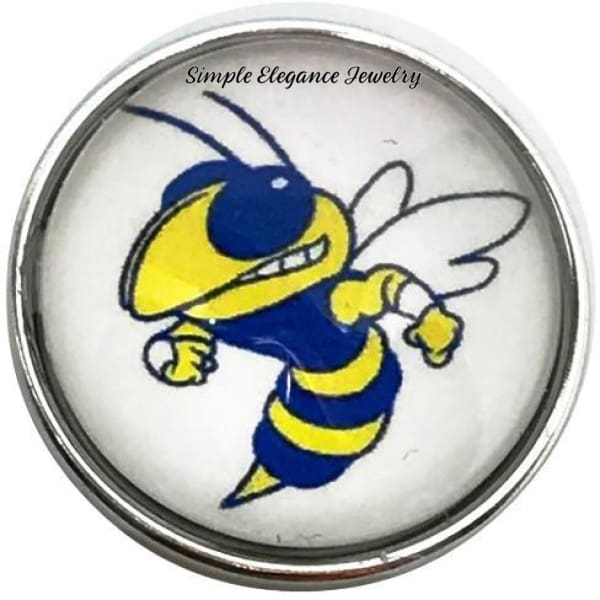 Blue-Gold Yellow Jacket Snap Charm 20mm for Snap Jewelry - Snap Jewelry