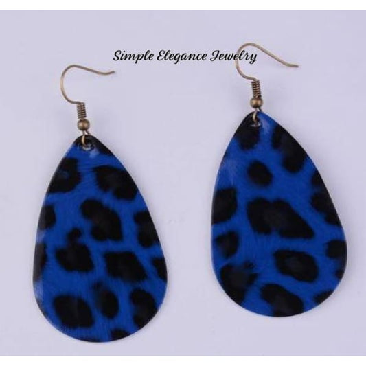 Blue Leopard Vinyl Teardrop Earrings - Earrings