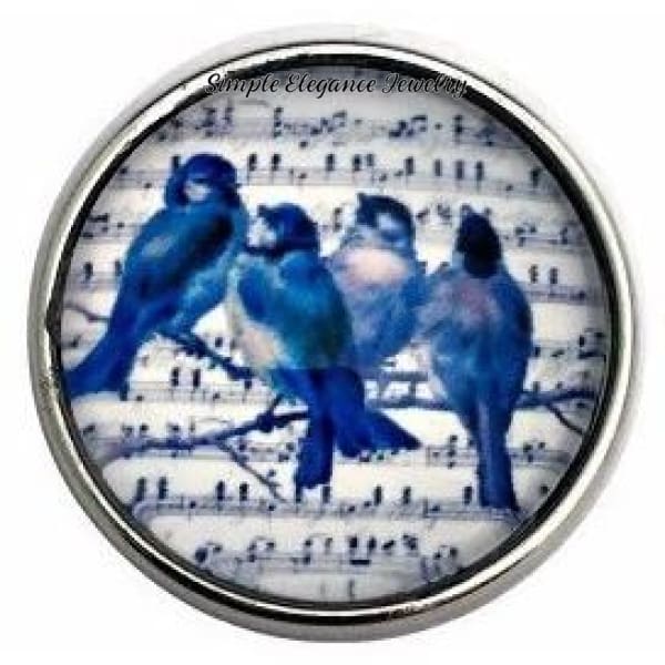 Blue Music Song Birds Snap 20mm for Snap Jewelry - Snap Jewelry