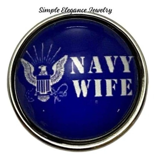 Blue Navy Wife Snap Charm 20mm - Snap Jewelry