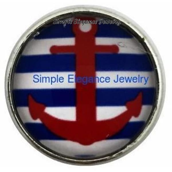 Blue-Red Anchor Snap 20mm for Snap Charm Jewelry - 20mm Snap - Snap Jewelry