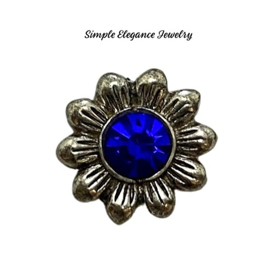 Blue Rhinestone Flower 12mm MINI Snap - Snap Jewelry
