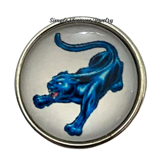 Blue Sports Panther Snap Charm 20mm - Snap Jewelry