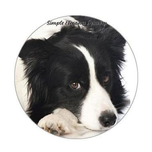 Border Collie Dog Charm 20mm - Snap Jewelry