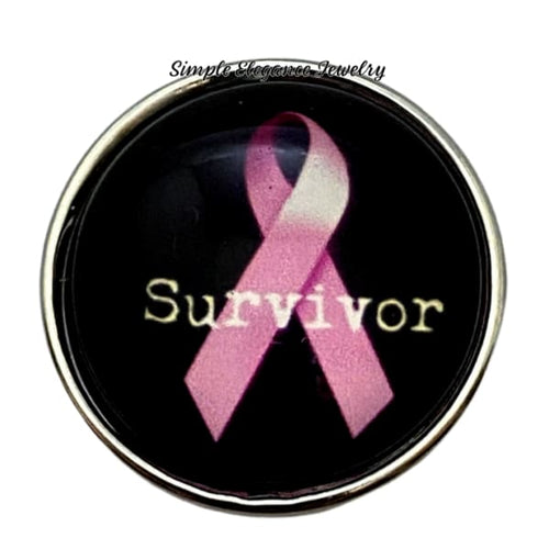 Breast Cancer Survivor Snap Charm 20mm - Silicone Jewelry