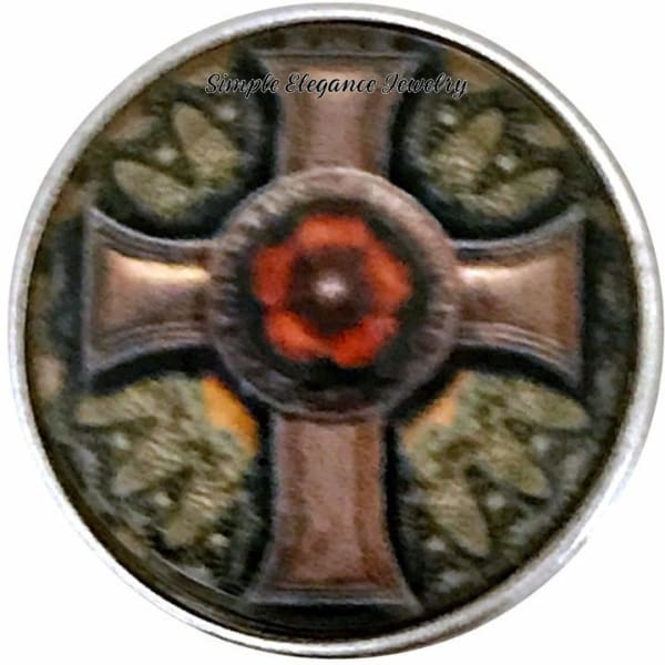 Brown-Green Cross Snap Charm 20mm for Snap Jewelry - Snap Jewelry