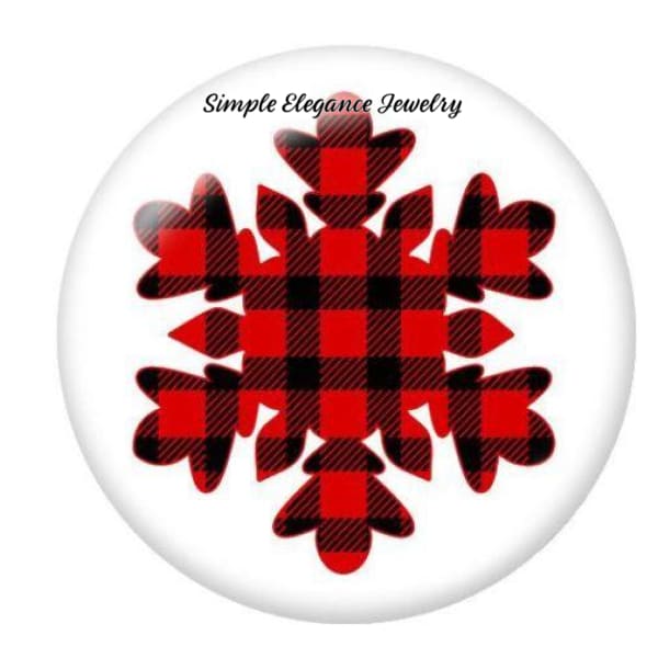 Buffalo Plaid Snowflake Snap Charm - Snap Jewelry