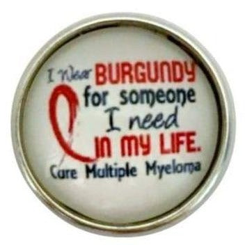 Burgundy Multiple Myeloma Ribbon Snap Charm 20mm - Snap Jewelry