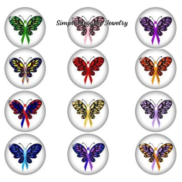 Butterfly Cancer Ribbon Causes Snap Charm 20mm - Green - Snap Jewelry