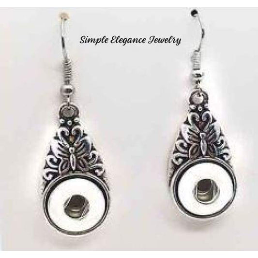 Butterfly Dangle Rhinestone Snap Earrings 12mm MINI Snaps - Snap Jewelry