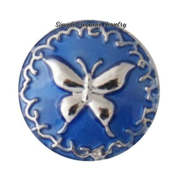 Butterfly Metal Enamel Snap 20mm-Simple Elegance Jewelry - Blue - Snap Jewelry