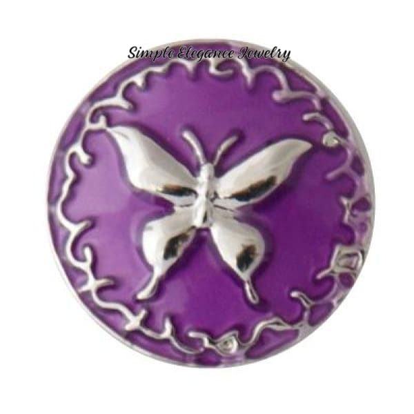 Butterfly Metal Enamel Snap 20mm-Simple Elegance Jewelry - Purple - Snap Jewelry