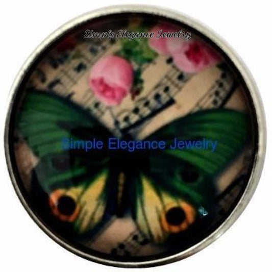 Butterfly Music Snap Charm 20mm for Snap Charms - Snap Jewelry