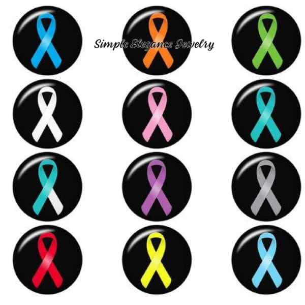 Cancer Ribbon Snap Assortment 20mm for Snap Jewelry - Blue - Snap Jewelry