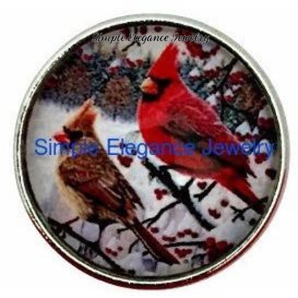 Cardinal Bird Couple Snap 20mm and 12mm MINI Snap for Snap Jewelry - 20mm - Snap Jewelry
