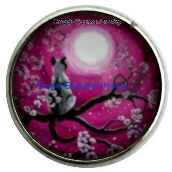 Cat and Moon Snap Charm 20mm for Snap Jewelry - Snap Jewelry