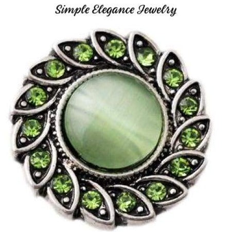 Cat-Eye Swirl Rhinestone Snap 20mm - Green - Snap Jewelry