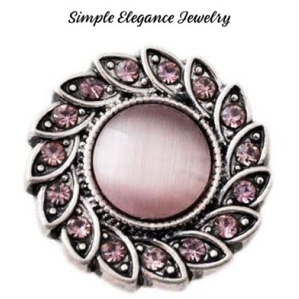 Cat-Eye Swirl Rhinestone Snap 20mm - Pink - Snap Jewelry