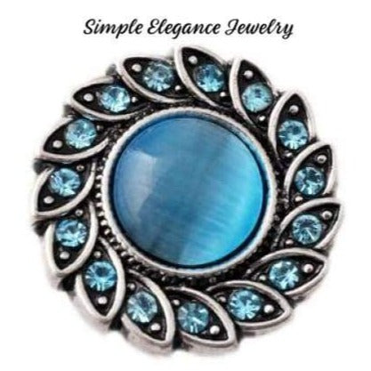 Cat-Eye Swirl Rhinestone Snap 20mm - Turquoise - Snap Jewelry