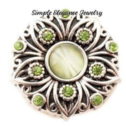 Cateye Metal Flower Snap 20mm for Snap Jewelry - Green - Snap Jewelry