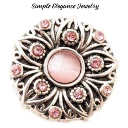 Cateye Metal Flower Snap 20mm for Snap Jewelry - Light Pink - Snap Jewelry