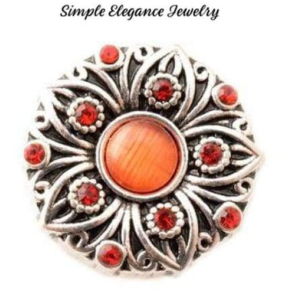 Cateye Metal Flower Snap 20mm for Snap Jewelry - Orange-Red - Snap Jewelry