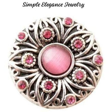 Cateye Metal Flower Snap 20mm for Snap Jewelry - Pink - Snap Jewelry