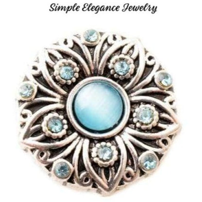 Cateye Metal Flower Snap 20mm for Snap Jewelry - Turquoise - Snap Jewelry
