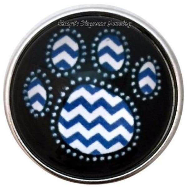 Chevron Blue-Black Paw Print - Snap Jewelry