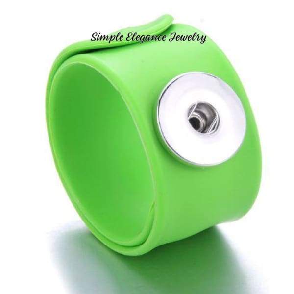 Childrens Colorful Slap Single Snap Bracelet 18mm-20mm Snaps - Lime Green - Snap Jewelry