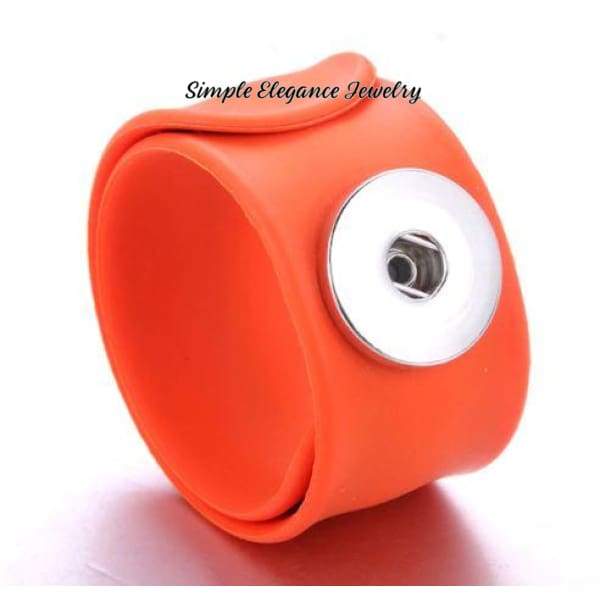 Childrens Colorful Slap Single Snap Bracelet 18mm-20mm Snaps - Orange - Snap Jewelry