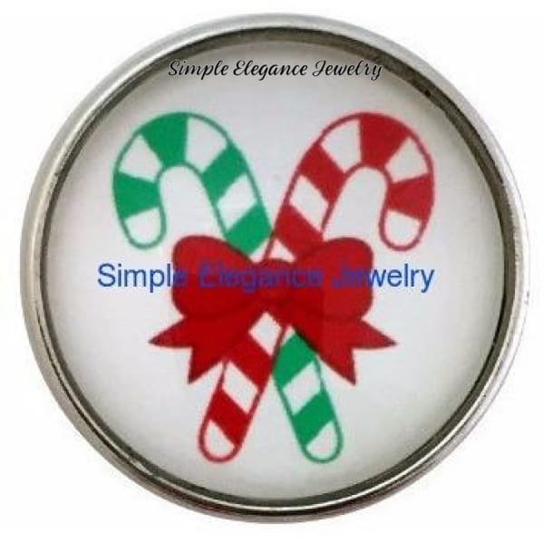 Christmas Candy Cane Snap 20mm - Snap Jewelry
