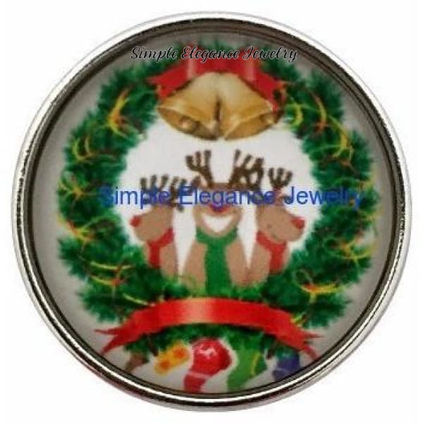 Christmas Deer Wreath Snap Charm 20mm for Snap Jewelry - Snap Jewelry