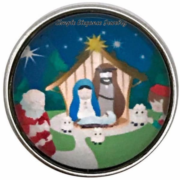 Christmas Nativity Scene With Santa Claus Snap Charm 20mm - Snap Jewelry