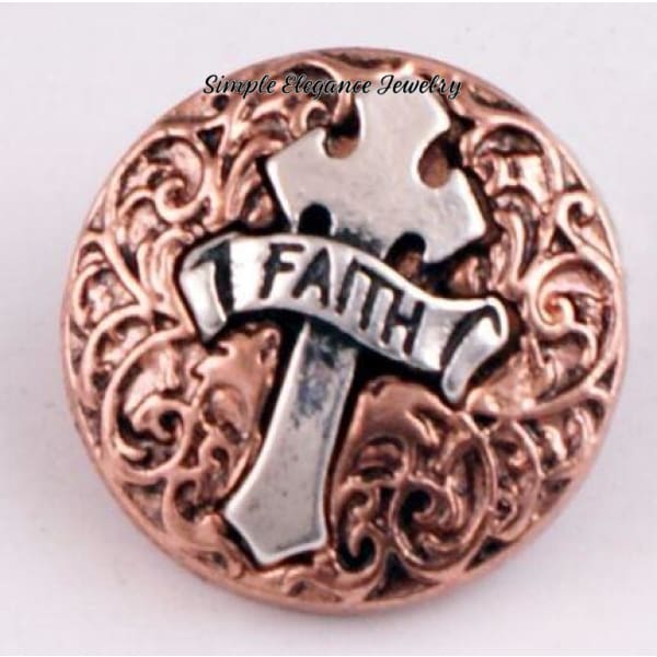Copper/Silver Faith Metal Snap Charm 20mm for Snap Charm Jewelry - Snap Jewelry