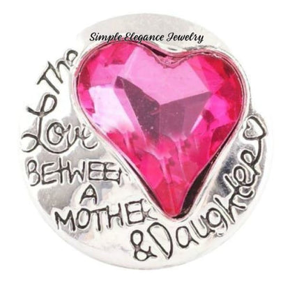 Daughter-Mom Rhinestone Snap 20mm Snap-Snap Charm Jewelry - Pink - Snap Jewelry